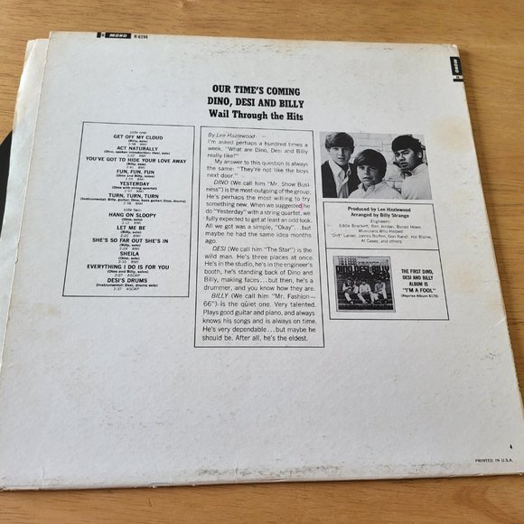 DINO, DESI & BILLY Our Time's Coming LP Vinyl 1966 Reprise Records 6194 Pop LP9 - Picture 2 of 9